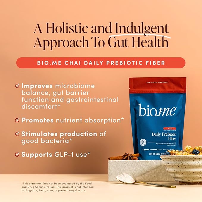 Daily Prebiotic Fiber Powder Chai - 7g Per Serving - Soluble & Insoluble Fiber Supplement Powder