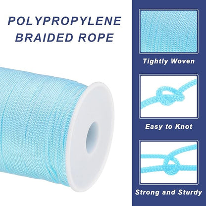 MECCANIXITY 1/12 Inch Polypropylene Rope Braided Ropes, 328ft Nylon Rope Hollow Utility Cord for