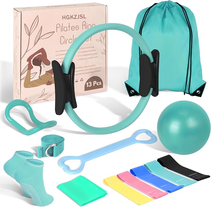 Home Pilates Essentials Kit for Women,Pilates Equipment Set with 9 Inch Yoga Ball,Figure 8