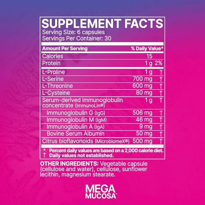 Microbiome Labs MegaMucosa - Amino Acids Supplement with Dairy-Free Immunoglobulins - Gut Health +