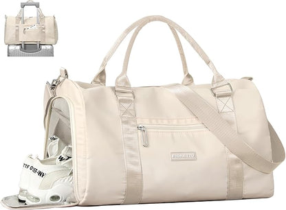 FIORETTO Womens Gym Tote Duffle Bag with Wet Pocket & Shoe Compartment, Sports Duffel Overnight