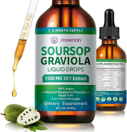 Soursop Graviola Liquid Drops Supplement with Sea Moss Extract, Soursop Bitters Liquid for Cell