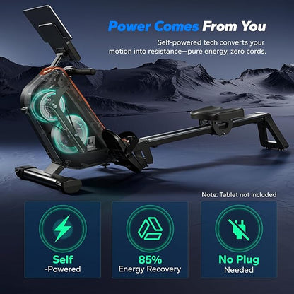 MERACH Rowing Machines for Home, Powerful Electromagnetic Row Machine with 51.2" Extended Rail