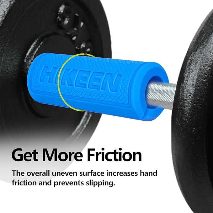 Hikeen Thick Bar Dumbbell Grips,Non Slip Hard Rubber Barbell Grips,Grips for Weight Lifting, Muscle