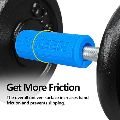 Hikeen Thick Bar Dumbbell Grips,Non Slip Hard Rubber Barbell Grips,Grips for Weight Lifting, Muscle
