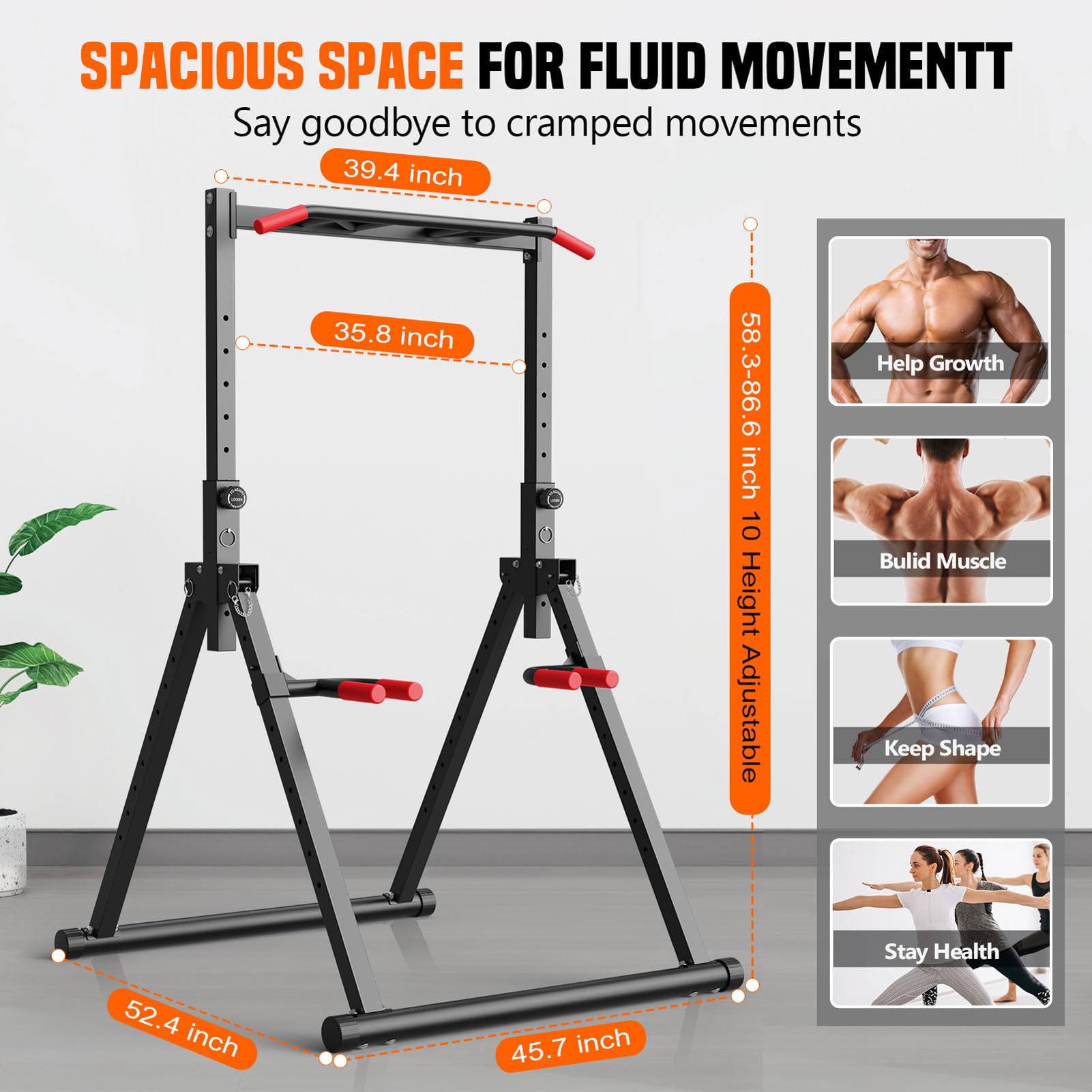 SERTT Foldable Power Tower Dip Station for Pull Ups, Dips & Push Ups, Upgraded Free Standing Pull