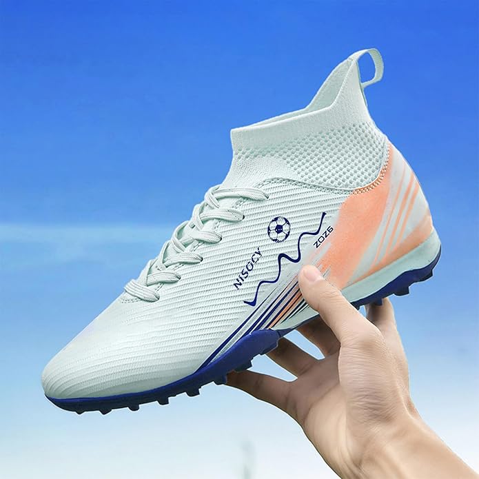 NISOCY Soccer Shoes for Mens Womens Professional Cleats High-Top Athletic Turf Football Shoe