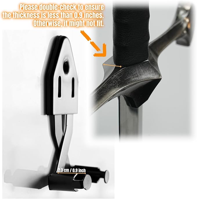 Metal Vertical Sword Wall Mount Sword Hanger Adjustable Multifunctional Mount for Medieval Sword