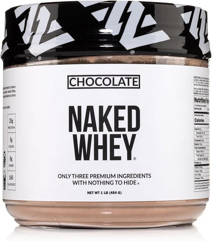 NAKED Chocolate Whey 1LB - All Natural Grass Fed Whey Protein Powder, Organic Cacao, and Coconut