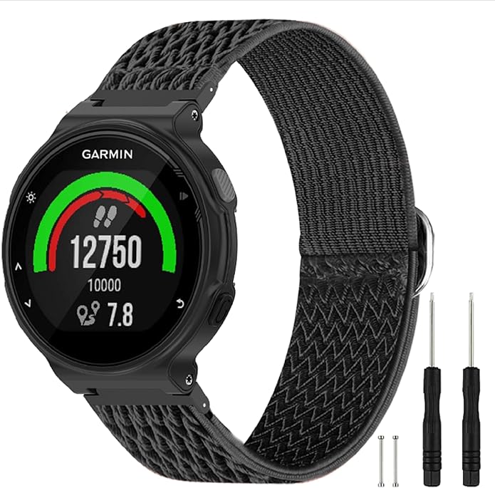 Elastic Nylon Watchband Compatible with Garmin Forerunner 235/220/230/620/630/735XT,Soft Adjustable