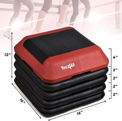 Yes4All 16"x16" Adjustable High Step Aerobic Platform with 4 Risers, Height-Adjustable