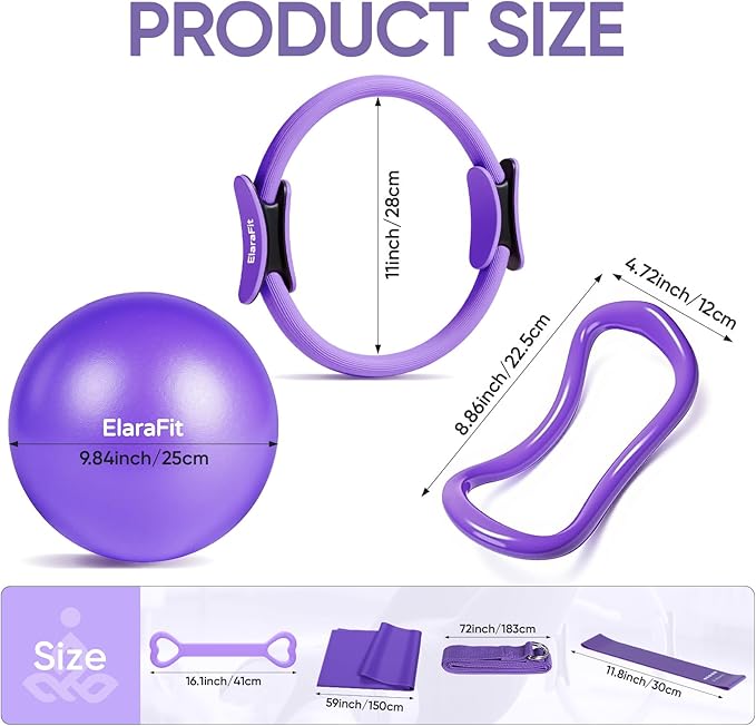 Home Pilates Kit for Women Pilates Equipment Ring and Ball Set Magic Circle Hoop with 5 Resistance