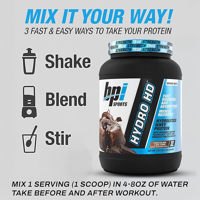 BPI Sports Hydro HD - 100% Hydrolyzed Whey Protein Powder - Muscle Growth, Recovery, 25g of