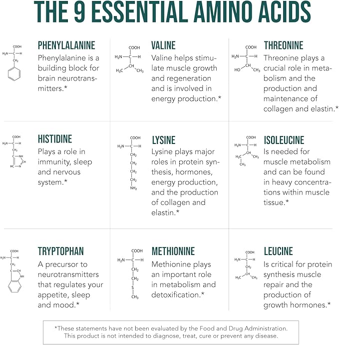 Plant Aminos Organic Essential Amino Acids (EAAs) & BCAA - 100% Plant-Based Raw, Vegan - All 9