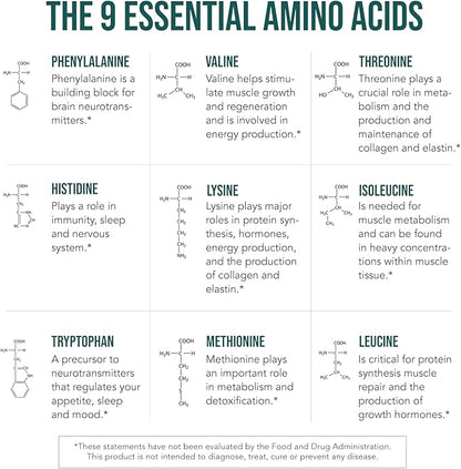 Plant Aminos Organic Essential Amino Acids (EAAs) & BCAA - 100% Plant-Based Raw, Vegan - All 9