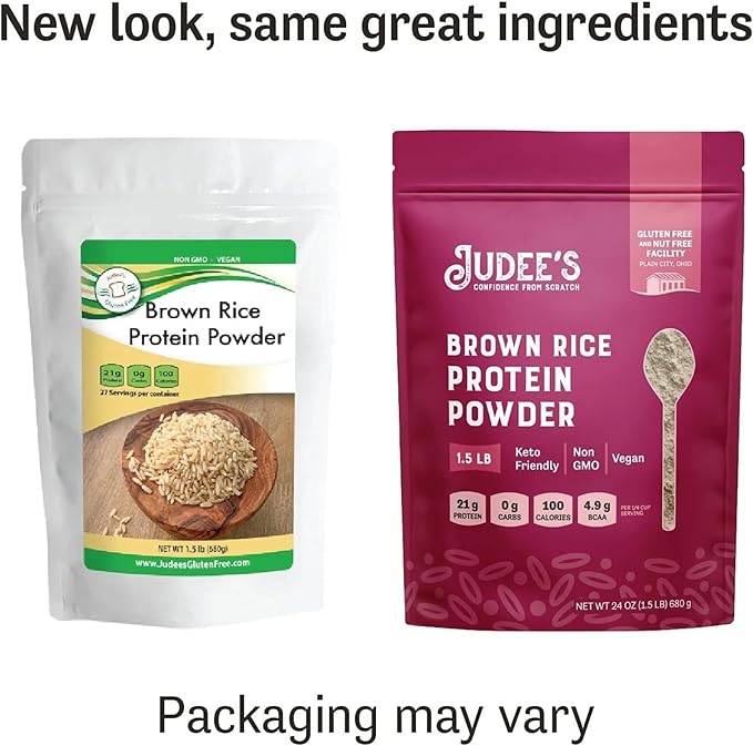 Judee?™s Brown Rice Protein Powder (80% Protein) 1.5 lb - Non-GMO Sprouted - Keto-Friendly, Dairy