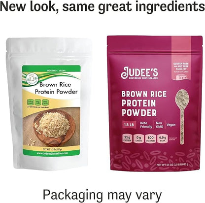 Judee?™s Brown Rice Protein Powder (80% Protein) 1.5 lb - Non-GMO Sprouted - Keto-Friendly, Dairy