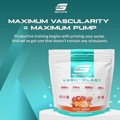 Granite Nutrition Vaso Blast Stim-Free Pre Workout - Non-Stim Nitric Oxide Support for Pump