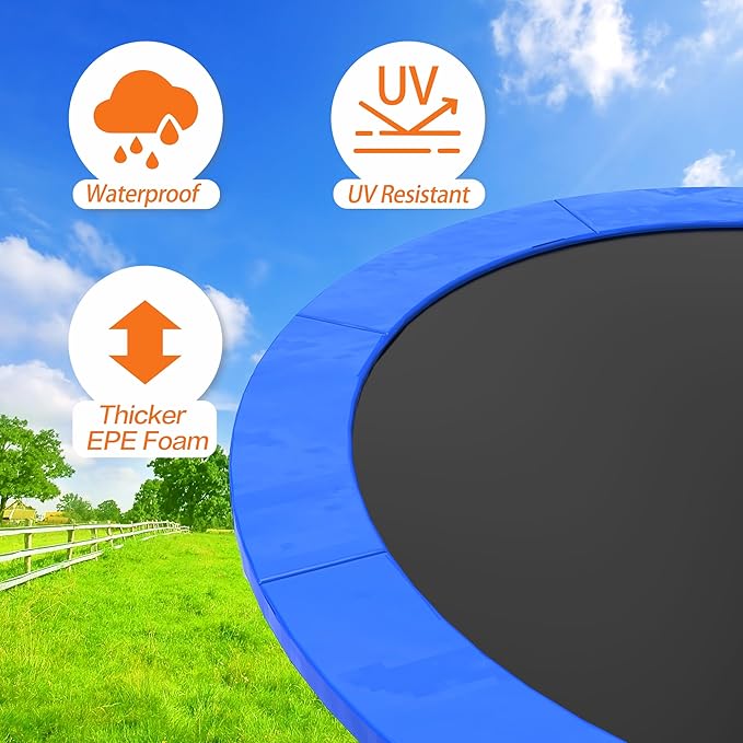 Trampoline Pad 10ft 12ft 14ft 15ft 16ft Trampoline Replacement Safety Pad, Waterproof and