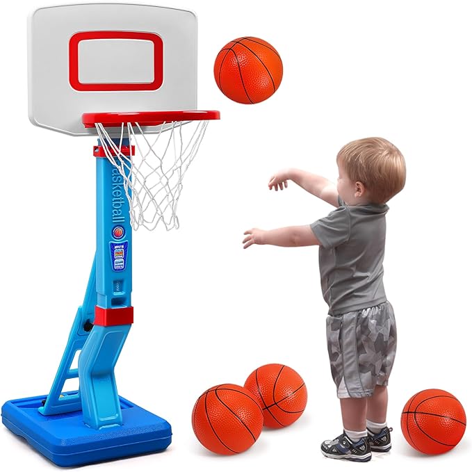 SUPER JOY Toddler Basketball Hoop - Height Adjustable Kids Hoop for Indoor & Outdoor Play