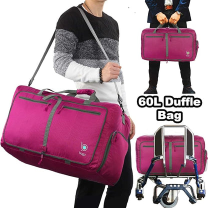 Bago Foldable Duffel Bags for Traveling Women & Men - 60L Medium Packable Duffle Bag for Travel