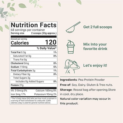Micro Ingredients North American Grown, Pea Protein Powder, 5 Pounds | Plant Based, Unflavored |
