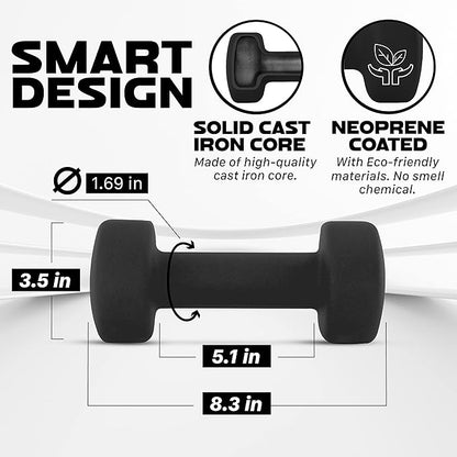 Yes4All Neoprene Coated Dumbbell Hand Weight Sets of 2 - Multiple Weight Options with 15 Colors