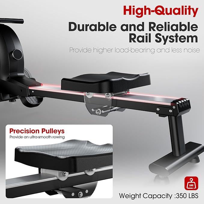 Rowing Machine, Magnetic Rowing Machine for Home, Upgraded 32-Levels Quiet Resistance with Smart