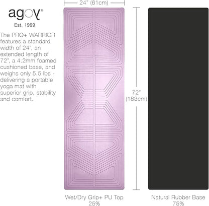 agoy Pro+ Warrior - Premium Non-Slip Yoga Mat – Eco-Conscious Design - PU Mat With Wet/Dry Grip+