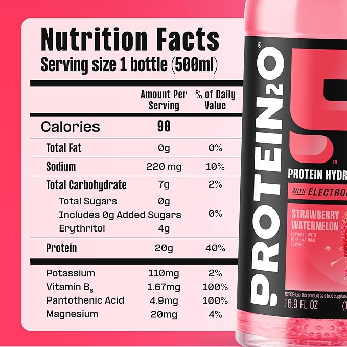 Protein2o Hydration Drink - 2-in-1 Liquid Clear Whey Protein Isolate and Electrolyte Drink - 20g
