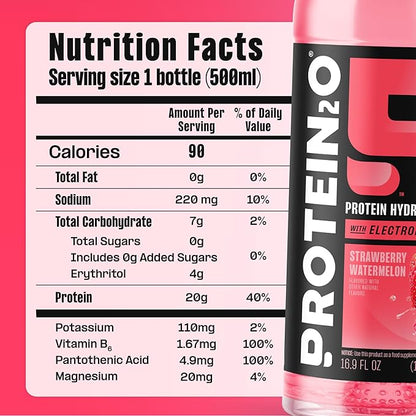 Protein2o Hydration Drink - 2-in-1 Liquid Clear Whey Protein Isolate and Electrolyte Drink - 20g