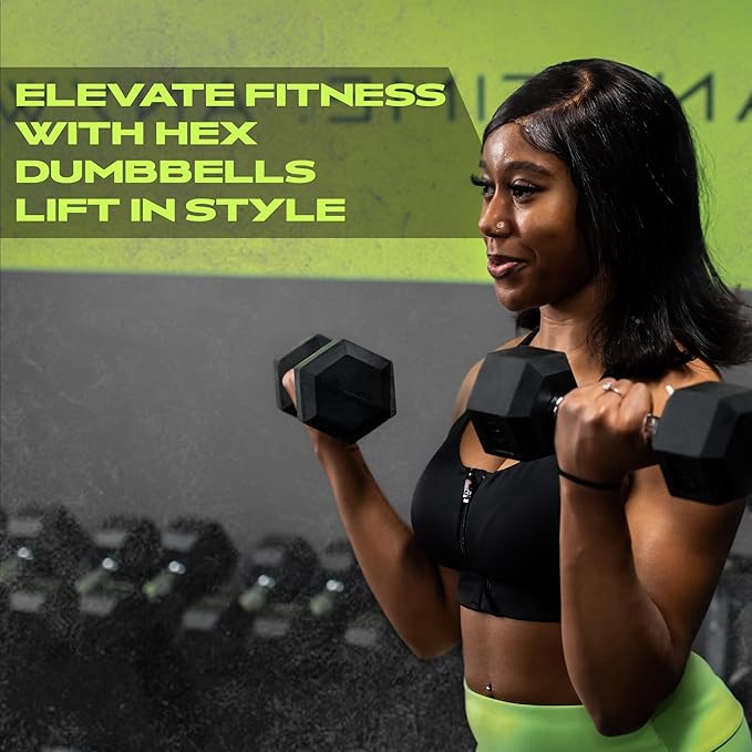 Rubber Coated Dumbbells - No Roll Design Easy-Grip Steel Knurled Handle, Weights Dumbbells Set for