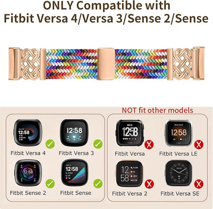 Braided Band Compatible with Fitbit Versa 4 Bands for Woman/Versa 3/Sense 1/Sense 2 Band, Magnetic