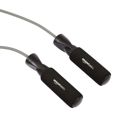 Amazon Basics Jump Rope for Exercise, Cardio and Home Workout, Length Adjustable, 118 Inches, Grey
