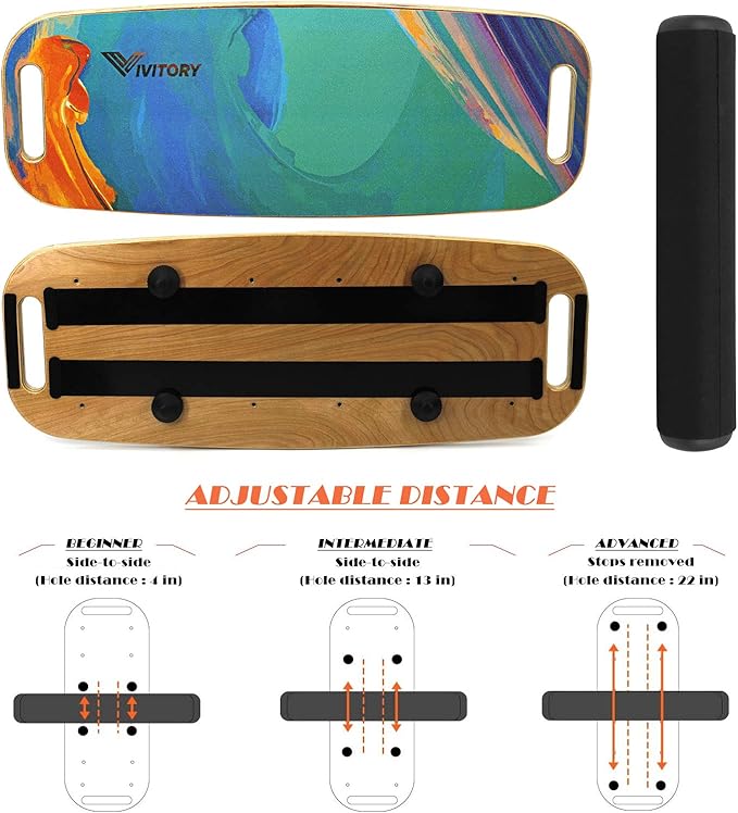 VIVITORY Balance Board Trainer with Handle, Roller Board with Adjustable Stoppers ??3 Different