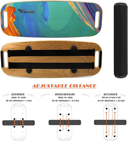 VIVITORY Balance Board Trainer with Handle, Roller Board with Adjustable Stoppers ??3 Different