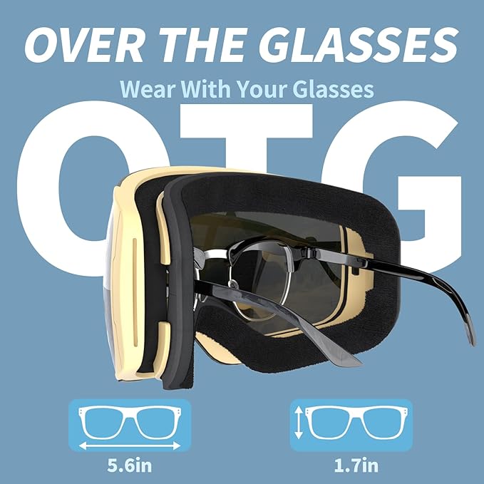 Ski Goggles for Men Women Adult & Youth, OTG Snowboard Goggles Anti Fog, Snow Goggles UV Protection