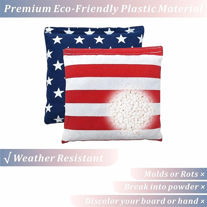 Cornhole Bags Set of 8 Regulation Professional Corn Hole Bean Bags Weather Resistant for Tossing