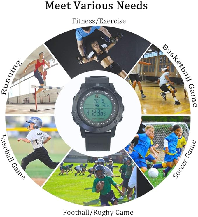 FCXJTU Digital Sports Stopwatch Timer 10/100 Lap Split Memory Stopwatch Calendar Alarm, Pace Mode