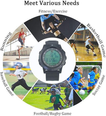 FCXJTU Digital Sports Stopwatch Timer 10/100 Lap Split Memory Stopwatch Calendar Alarm, Pace Mode
