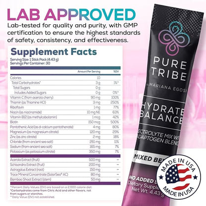 Electrolytes Powder Packets - Sugar Free Hydration Powder Drink Mix Loaded with 6 B Vitamins &