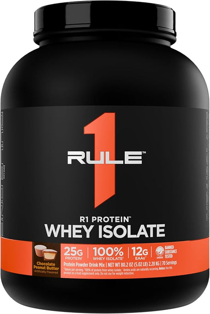 Rule 1 R1 Protein Whey Isolate - with 25g Protein & 6g BCAA Exclusively from Isolated & Hydrolyzed