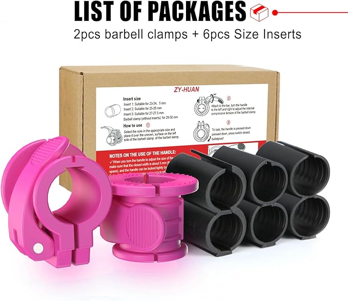 Barbell Clips 1 Inch Quick Release Weight Clamps 0.9-1.18inch Multi-Size Adjustable Olympic Clamps