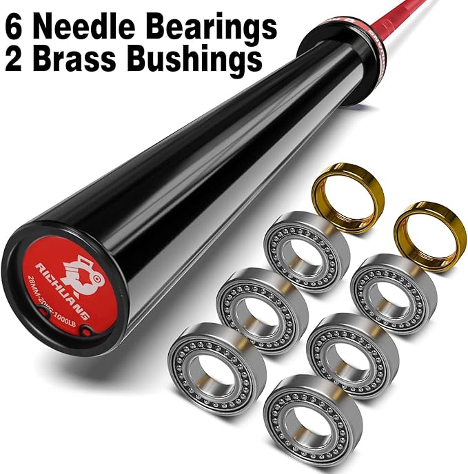 7ft Olympic Barbell, Weightlifting Barbell 28mm 45lb - 500/700/1000lbs Capacity with Smooth