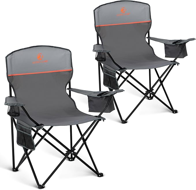 HIGH POINT SPORTS 2 Pack Portable Camping Chair for Adults, Folding Outdoor Camp Chair Lightweight
