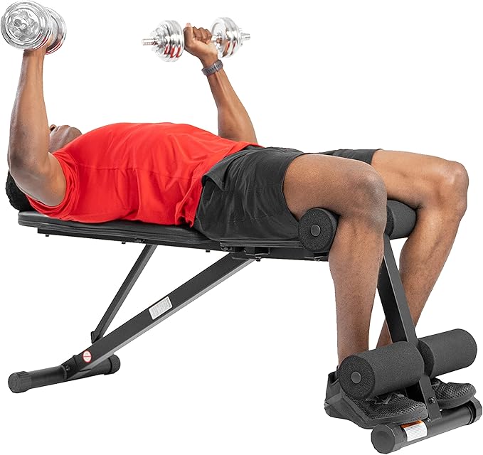 Sunny Health & Fitness Compact Premium Incline Bench Press Bar Rack Set & Optional Leg Extension
