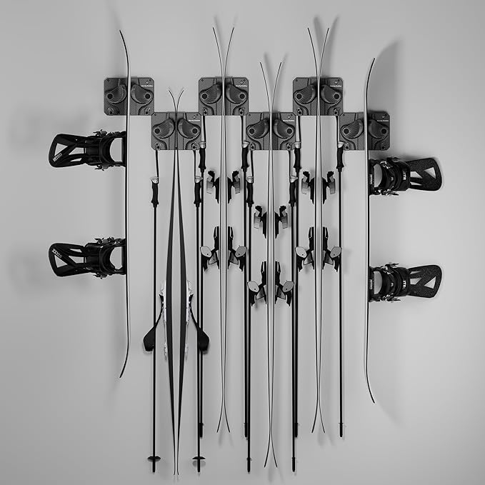 Ultimate Ski & Snowboard Wall Rack | Secure, Non-Slip Storage | Fits Any Ski/Board | Garage
