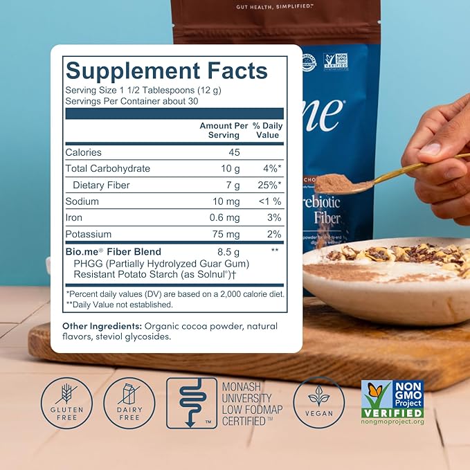 Daily Prebiotic Fiber Powder Chocolate - 7g Per Serving - Soluble & Insoluble Fiber Supplement