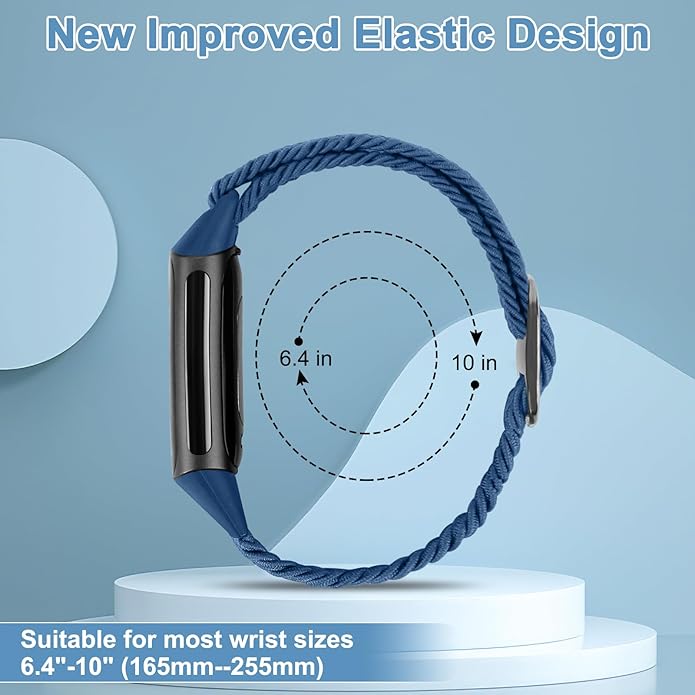 Braided Band Compatible with Fitbit Charge 6/Fitbit Charge 5, Soft Nylon Solo Loop Adjustable