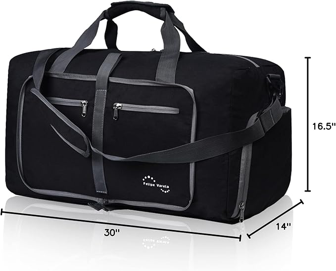 Felipe Varela Duffle Bag with Shoes Compartment and Adjustable Strap,Foldable Travel Duffel Bags